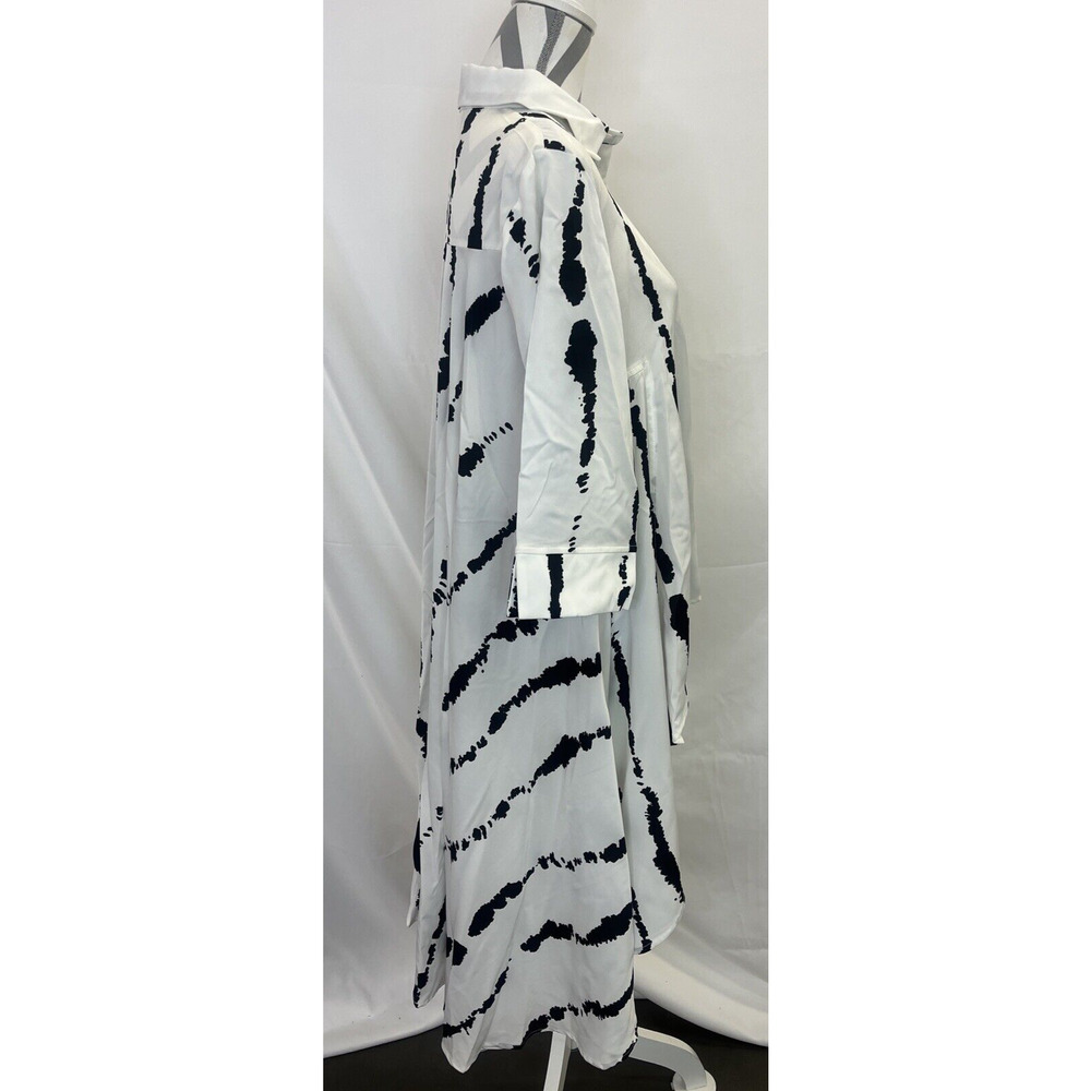 P Luca Milano Dropback Blouse High Low White & Black Spotted Stripes Medium FS - Picture 4 of 10